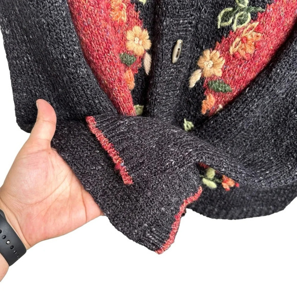 Croft & Barrow Size Large New Floral Cardigan Grandma Y2K Vintage Lagenlook Boho - Picture 4 of 12